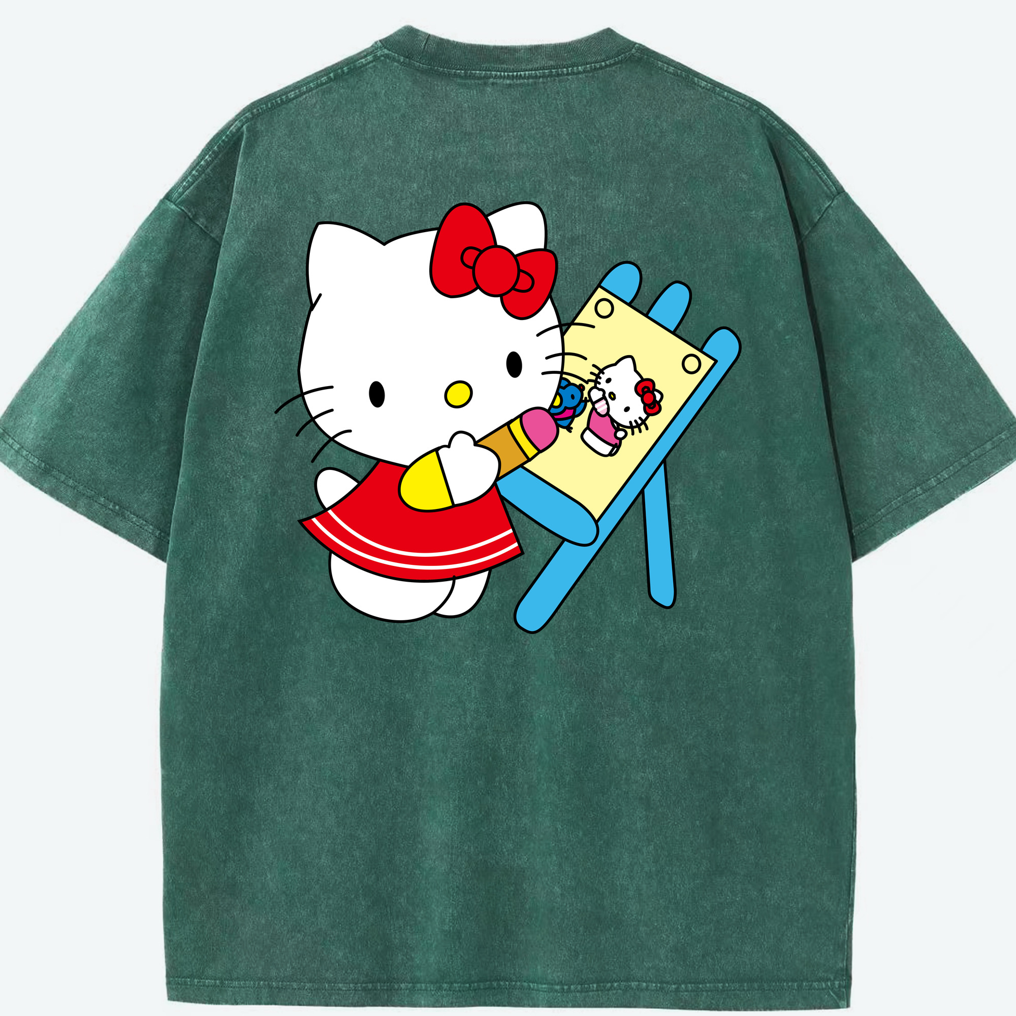 （画像用） Hello Kitty ハローキティ 綿100% ヴィンテージ風 半袖Tシャツ（背面プリント）